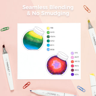 Ohuhu Kaala Slim Broad and Fine Dual Tips Alcohol Art Markers - 24 Basic Colors