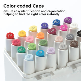 Ohuhu Kaala Slim Broad and Fine Dual Tips Alcohol Art Markers - 24 Basic Colors