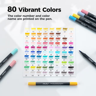 Ohuhu Water Based Brush & Fine Tips Art Markers with Bleed-Proof Coloring Book
