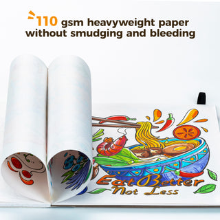 Ohuhu Water Based Brush & Fine Tips Art Markers with Bleed-Proof Coloring Book