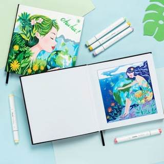 Ohuhu Bleedproof Double-Sided Marker Pad with PU Cover