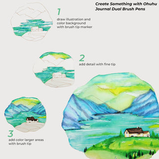 Ohuhu Maui 100 Colors Dual Tips Water Based Art Markers, Brush & Fineliner