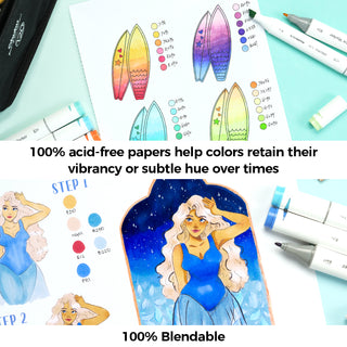 Ohuhu Bleedproof Double-Sided Marker Pad, Glue-Bound