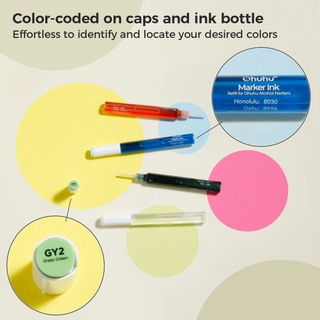 Ohuhu Marker Ink YR02 / WG140 / WG0.5 Refill for Alcohol marker