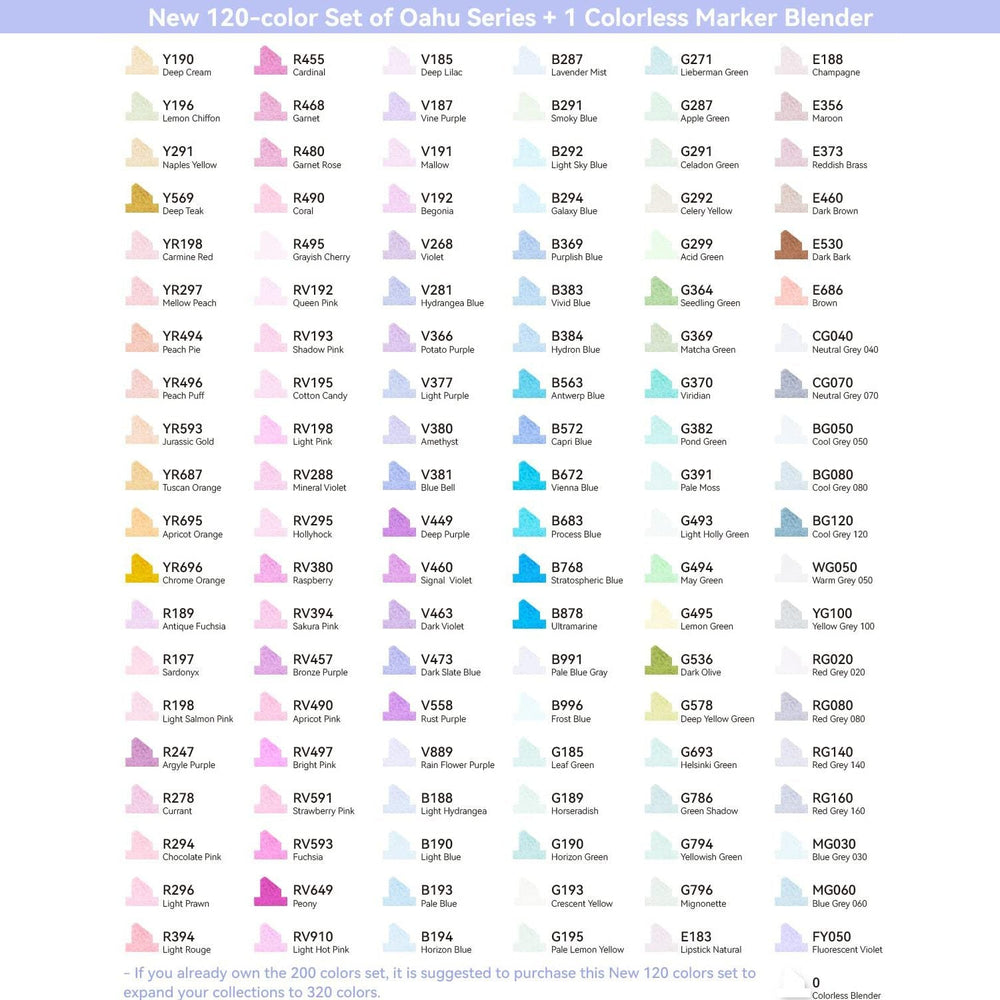 Ohuhu Oahu New 120 Colors Dual Tips Alcohol Art Markers, Fine & Chisel