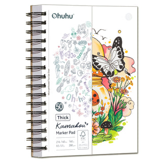 Ohuhu Heavyweight Bleedproof Double-Sided Marker Pad, Spiral-Bound - Kamakou