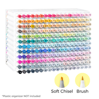 Ohuhu Honolulu² S 216 Basic Colors Dual Tips Alcohol Art Markers, Brush & Soft Chisel