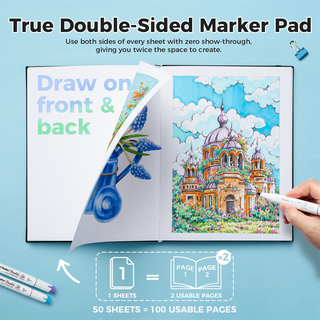 Ohuhu Heavyweight Bleedproof Double-Sided Marker Pad with PU Cover