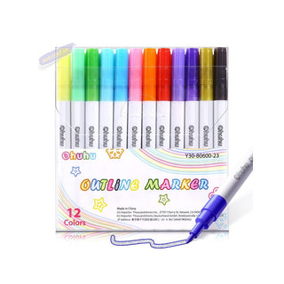 Ohuhu 12 Color Double Line Outline Metallic Markers (Europe Only)
