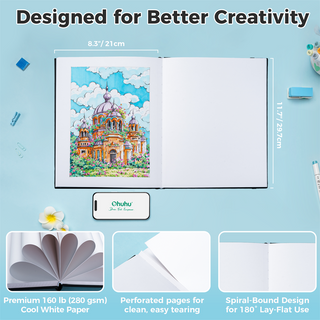 Ohuhu Heavyweight Bleedproof Double-Sided Marker Pad with PU Cover