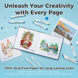 Ohuhu Heavyweight Bleedproof Double-Sided Marker Pad with PU Cover