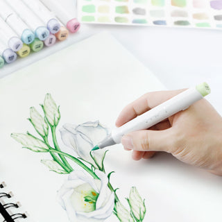 Ohuhu Honolulu New 48 Pastel Colors Dual Tips Alcohol Art Markers - Blossoming (Europe Only)