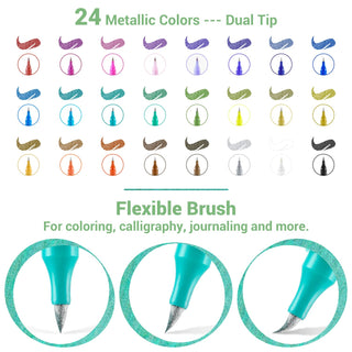Ohuhu 24 Brush Metallic Markers