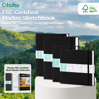 Ohuhu Heavyweight Bleedproof Double-Sided Marker Pad with PU Cover