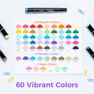 Ohuhu Dual Nib Waterproof Acrylic Pen 30 / 60 / 90 Colors