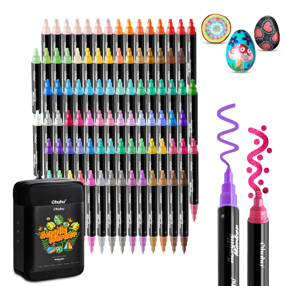 Ohuhu Dual Nib Waterproof Acrylic Pen 30 / 60 / 90 Colors