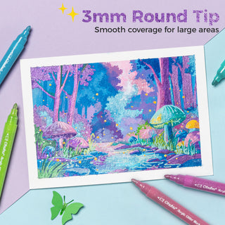 Ohuhu Acrylic Metallic Glitter Markers, 24 Colors - 0.7mm & 3mm Tip Paint Pens