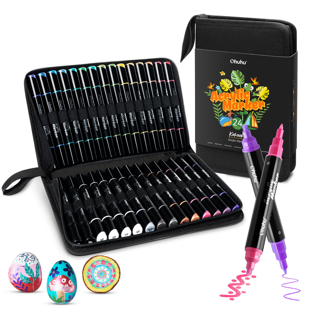 Ohuhu Dual Nib Waterproof Acrylic Pen 30 / 60 / 90 Colors