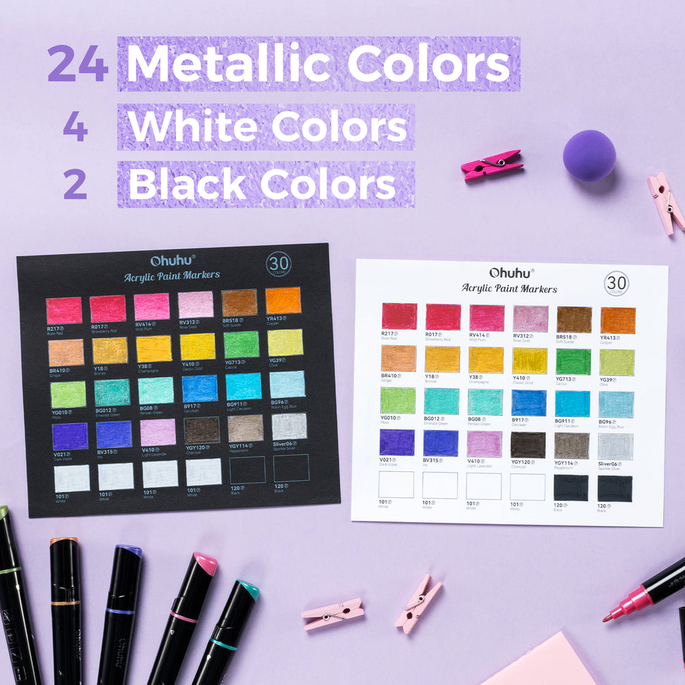 Ohuhu Dual Nib Waterproof Acrylic Pen 30 / 60 / 90 Colors