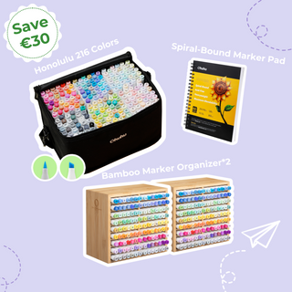 Ohuhu Honolulu Enthralling 216 Colors & Marker Organizer Bundle (Europe Only)