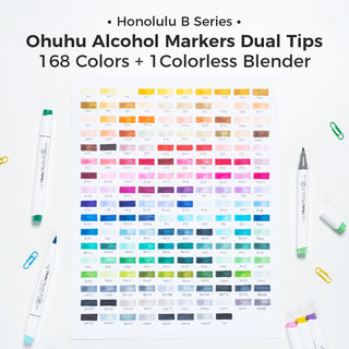 Ohuhu Honolulu 168 Colors Dual Tips Alcohol Art Markers (New Color Codes)