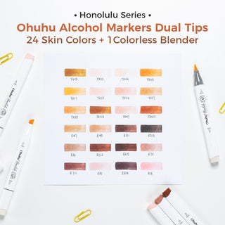 Ohuhu Honolulu 24 Skin Tone Colors Dual Tips Portrait Alcohol Art Markers