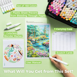Ohuhu Honolulu 168 Colors Dual Tips Alcohol Art Markers (New Color Codes)
