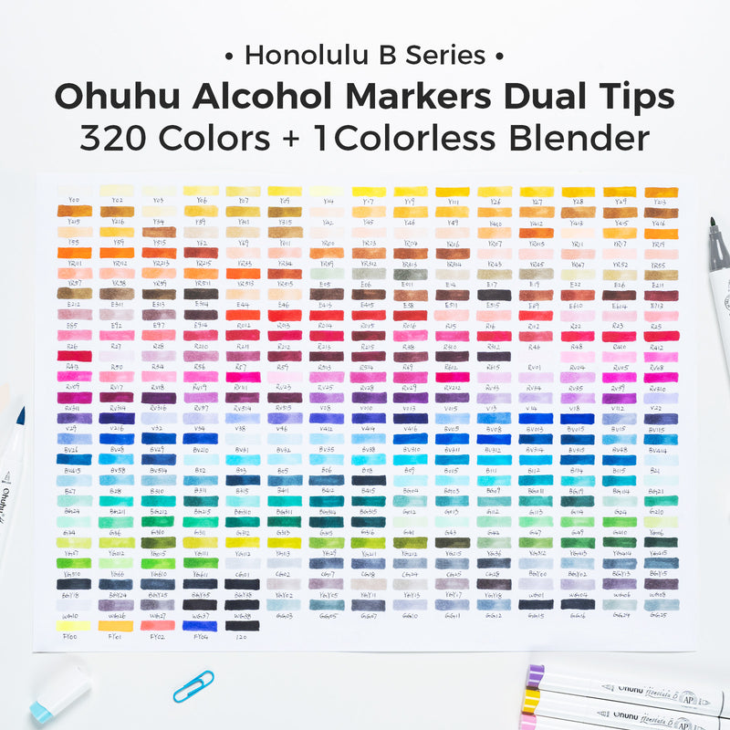 320 Color Chart Ohuhu Honolulu 320 Colors Dual Tips Alcohol Art Markers (Europe Only)