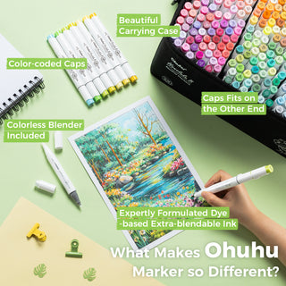 Ohuhu Honolulu 320 Colors Dual Tips Alcohol Art Markers (New Color Codes)