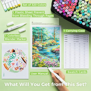 Ohuhu Honolulu 320 Colors Dual Tips Alcohol Art Markers (New Color Codes)