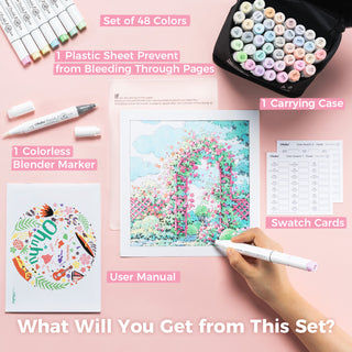 Ohuhu Honolulu 48 Pastel Colors Dual Tips Alcohol Art Markers-Sweetness