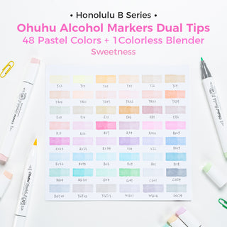 Ohuhu Honolulu 48 Pastel Colors Dual Tips Alcohol Art Markers-Sweetness