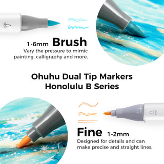 Ohuhu Honolulu 48 Pastel Colors Dual Tips Alcohol Art Markers (Europe Only)