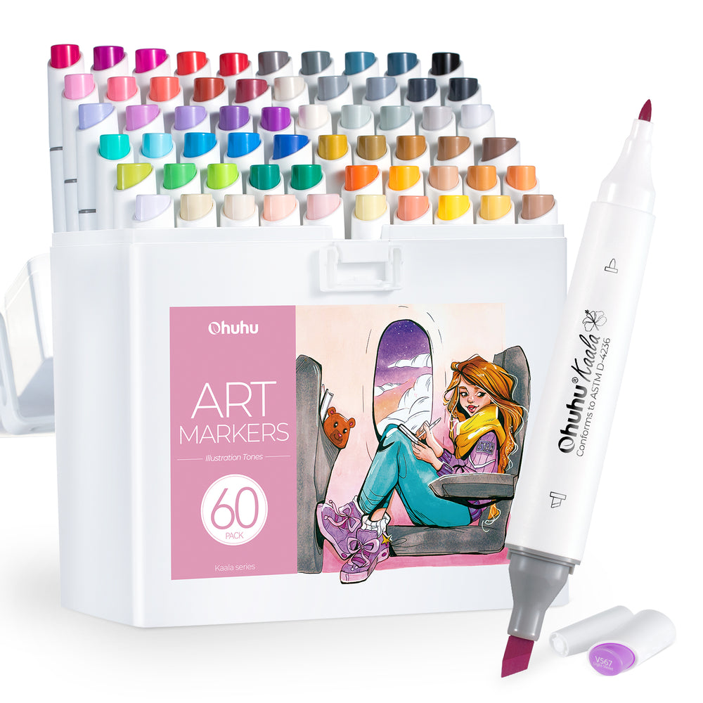 Ohuhu Kaala Five Tones Slim Broad and Fine Dual Tips Alcohol Art Markers