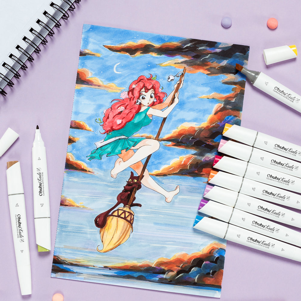 Ohuhu Kaala Five Tones Slim Broad and Fine Dual Tips Alcohol Art Markers