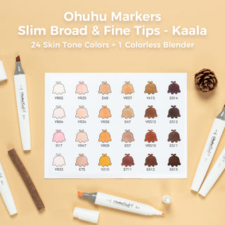 Ohuhu Kaala Four Tones Slim Broad and Fine Dual Tips Alcohol Art Markers (Europe Only - New Color Codes)
