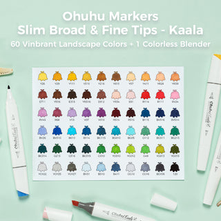 Ohuhu Kaala Four Tones Slim Broad and Fine Dual Tips Alcohol Art Markers (Europe Only - New Color Codes)