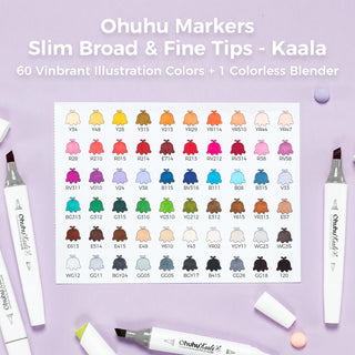 Ohuhu Kaala Four Tones Slim Broad and Fine Dual Tips Alcohol Art Markers (Europe Only - New Color Codes)