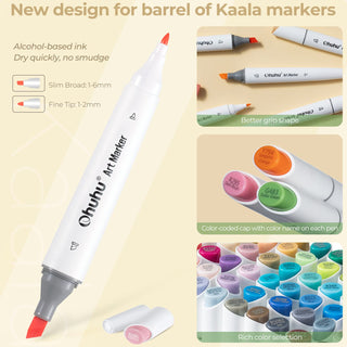 Ohuhu Kaala  Slim Broad and Fine Dual Tips Alcohol Art Markers- 60 Colors Landscape tone