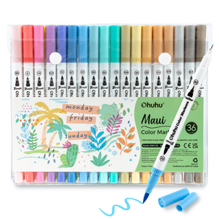 Ohuhu Maui 36 Colors Dual Tips Water Based Art Markers, Brush & Fineliner