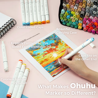Ohuhu Oahu 200 Colors Dual Tips Alcohol Art Markers,Fine & Chisel (Europe Only)