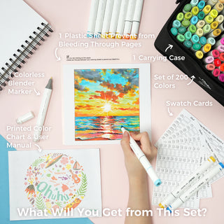 Ohuhu Oahu 200 Colors Dual Tips Alcohol Art Markers,Fine & Chisel (Europe Only)