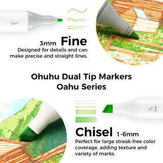 Ohuhu Oahu 60 Colors Dual Tips Alcohol Art Markers, Fine & Chisel (Europe Only)