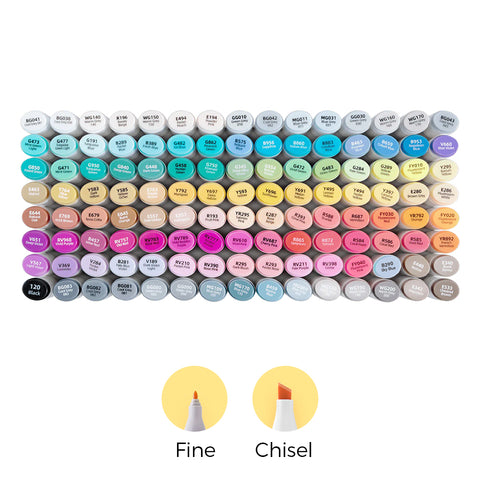 Ohuhu Oahu 120 Colors Dual Tips Alcohol Art Markers, Fine & Chisel