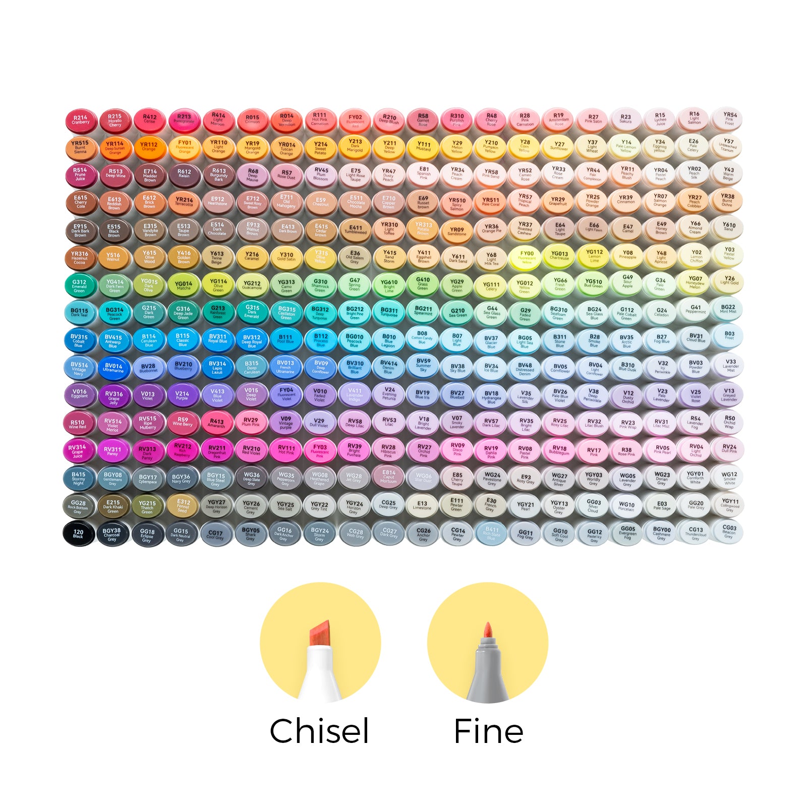 Ohuhu Oahu 320 Colors Dual Tips Alcohol Art Markers, Fine Chisel (Ne