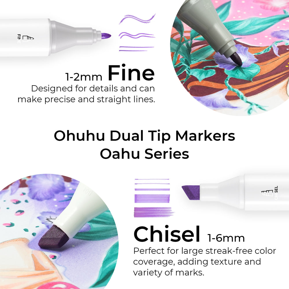 Ohuhu Oahu 320 Colors Dual Tips Alcohol Art Markers, Fine & Chisel (New Version)