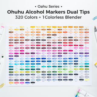 Ohuhu Oahu 320 Colors Dual Tips Alcohol Art Markers, Fine & Chisel
