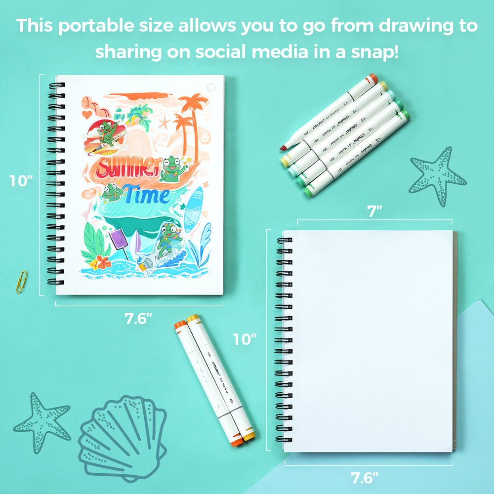 Ohuhu Bleedproof Double-Sided Marker Pad, Spiral-Bound