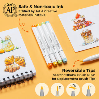 Ohuhu Honolulu S 48 Colors Dual Soft Tips Alcohol Art Markers, Brush & Soft Chisel
