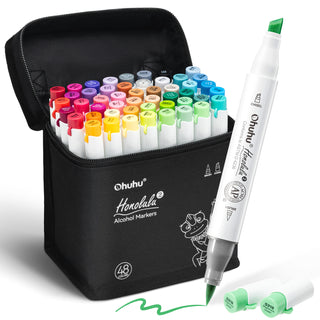 Ohuhu Honolulu² 48 Basic Colors Dual Tips Alcohol Art Markers